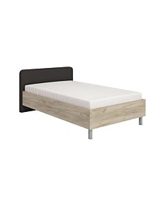 ΚΡΕΒΑΤΙ BARLETTA 120 GREY OAK ΜΕ ΓΚΡΙ ΥΦΑΣΜΑ ΚΑΙ CHROME ΠΟΔΙΑ (120x200cm) 131x213,5x85,5cm