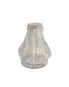 ΜΕΤΑΛΛΙΚΟ ΦΑΝΑΡΙ FL12299 ΛΕΥΚΟ-ΧΡΥΣΟ ΧΡΩΜΑ 20x22cm