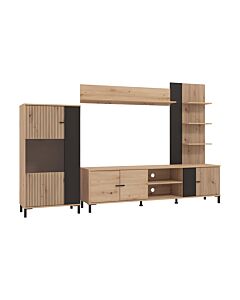 ΚΕΝΤΡΟ ΨΥΧΑΓΩΓΙΑΣ-ΣΥΝΘΕΣΗ AVIGNON ARTISAN OAK-ARTISAN OAK ΜΕ ΜΑΥΡΕΣ ΓΡΑΜΜΕΣ-ΜΑΥΡΟ 263x40x167cm
