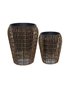 ΣΕΤ ΚΑΣΠΩ 2 ΤΕΜΑΧΙΑ POLY RATTAN FL21897 ΚΑΦΕ ΧΡΩΜΑ & 30x39cm 39x50cm