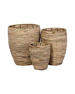 ΣΕΤ 3 ΨΑΘΙΝΑ ΚΑΣΠΩ FL24008 ΚΑΦΕ-ΜΠΕΖ ΧΡΩΜΑ 32x32x44cm 25x25x30cm 40x40x49cm