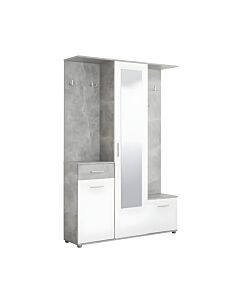 ΣΤΑΝΤ ΧΩΛ ΚΑΙ ΠΑΠΟΥΤΣΟΘΗΚΗ MARTIN ΓΚΡΙ CONCRETE-ΛΕΥΚΟ FXTR 133,5x33x197,5cm