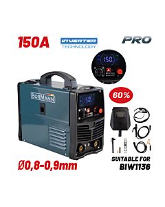 BORMANN PRO BIW1150 ΗΛΕΚΤΡΟΚΟΛΛΗΣΗ MIG/MAG/TIG/MMA 150A,60%, NO GAS, / ΚΟΥΛΟΥΡΑ (0,8-1,0mm) 1000gr