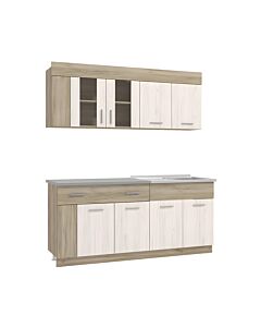 ΚΟΥΖΙΝΑ LEONA 180 GREY OAK/WHITE OAK /30x200cm 180x60cm