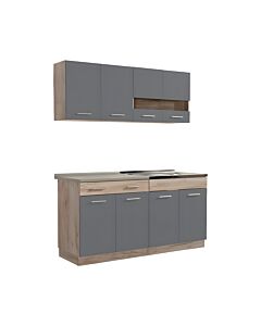 ΚΟΥΖΙΝΑ DALILA 160 GREY OAK / ΓΚΡΙ 160x51,5x206,5cm