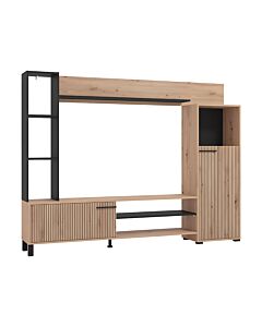 ΚΕΝΤΡΟ ΨΥΧΑΓΩΓΙΑΣ-ΣΥΝΘΕΣΗ RETIMNO ARTISAN OAK-ARTISAN OAK ΜΕ ΜΑΥΡΕΣ ΓΡΑΜΜΕΣ-ΜΑΥΡΟ 208x33x158cm