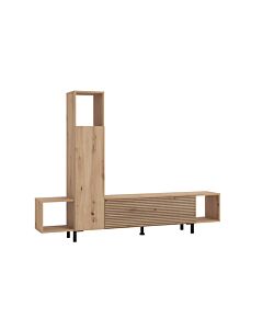ΚΕΝΤΡΟ ΨΥΧΑΓΩΓΙΑΣ-ΣΥΝΘΕΣΗ ANDROS ARTISAN OAK-ARTISAN OAK ΜΕ ΜΑΥΡΕΣ ΓΡΑΜΜΕΣ 184x30x138cm