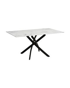 ΤΡΑΠΕΖΙ ΤΡΑΠΕΖΑΡΙΑΣ FL102 MARBLE ΜΕ ΜΑΥΡΑ ΜΕΤΑΛΛΙΚΑ ΠΟΔΙΑ 160x90x75cm