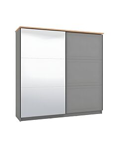 ΝΤΟΥΛΑΠΑ VALENCIA 220 ΜΕ ΚΑΘΡΕΦΤΗ ΓΚΡΙ-ARTISAN OAK-ΓΚΡΙ ΜΑΤ 220x62.5x214cm