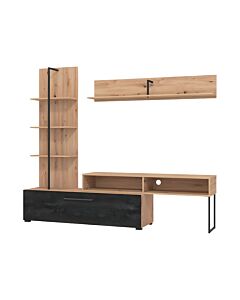 ΚΕΝΤΡΟ ΨΥΧΑΓΩΓΙΑΣ-ΣΥΝΘΕΣΗ EVORA ARTISAN OAK-CARBON 205x41x173cm