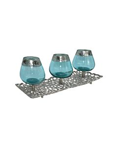 ΣΕΤ 3 ΓΥΑΛΙΝΑ ΡΕΣΩ FL6675 ΑΣΗΜΙ-ΣΙΕΛ ΧΡΩΜΑ 50x16x17cm