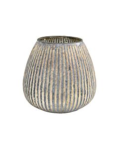 ΓΥΑΛΙΝΟ ΒΑΖΟ FL1213 ΜΕΤΑΛΛΙΚΟ ΦΙΝΙΡΙΣΜΑ 18x18cm