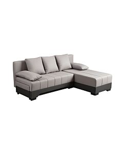 ΓΩΝΙΑΚΟΣ ΚΑΝΑΠΕΣ ΚΡΕΒΑΤΙ GALINA ΜΠΕΖ-ΚΑΦΕ 200x151x80cm