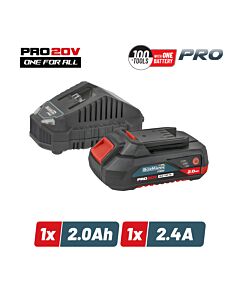 BORMANN PRO BBP9920 STARTER KIT 20V, MΠΑΤΑΡΙΑ 2.0Ah & ΦΟΡΤΙΣΤΗΣ 2.4Α
