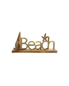 ΔΙΑΚΟΣΜΗΤΙΚΟ ΑΛΟΥΜΙΝΙΟΥ BEACH 2392 ΜΕ ΞΥΛΙΝΗ ΒΑΣH ΧΡΥΣΟ ΧΡΩΜΑ 40x5x19cm