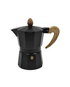 ΚΑΦΕΤΙΕΡΑ ESPRESSO ΑΛΟΥΜΙΝΙΟΥ ΜΑΥΡΗ ΜΕ ΞΥΛΙΝΟ ΧΕΡΙ 150ml