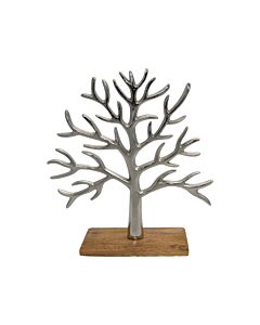 ΕΠΙΤΡΑΠΕΖΙΟ ΔΙΑΚΟΣΜΗΤΙΚΟ TREE ΑΣΗΜΙ ΝΙΚΕΛ ΜΕ ΞΥΛΙΝΗ ΒΑΣΗ 30x7x32cm
