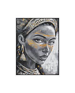 ΠΙΝΑΚΑΣ ΣΕ ΚΑΜΒΑ FL2671 WOMAN FACE ΓΚΡΙ-ΧΡΥΣΟ 0XΕΚ 90x12cm
