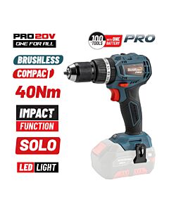 BORMANN PRO BBP5143 ΔΡΑΠΑΝΟΚΑΤΣΑΒΙΔΟ ΚΡΟΥΣΤΙΚΟ COMPACT, BRUSHLESS ΜΠΑΤΑΡΙΑΣ 20VLI-ION, 2ΤΑΧ SOLO