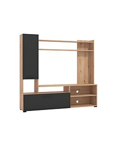 ΚΕΝΤΡΟ ΨΥΧΑΓΩΓΙΑΣ-ΣΥΝΘΕΣΗ BRAGA ARTISAN OAK-ΜΑΥΡΟ 168x35x157cm