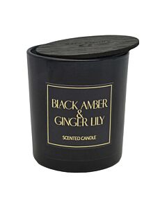 ΑΡΩΜΑΤΙΚΟ ΚΕΡΙ BLACK AMBER & GINGER LILY ΣΕ ΓΥΑΛΙΝΟ ΔΟΧΕΙΟ ΜΕ ΚΑΠΑΚΙ 7x7x7,8cm