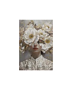 ΠΙΝΑΚΑΣ ΣΕ ΚΑΜΒΑ WOMAN WITH FLOWERS 37073 ΜΠΕΖ-ΓΚΡΙ-ΛΕΥΚΟ 60x3x90cm