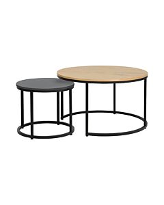 ΣΕΤ 2 ΤΡΑΠΕΖΑΚΙΑ ΣΑΛΟΝΙΟΥ FONZY SONOMA-ΜΑΥΡΟ ΧΡΩΜΑ 75x75x48cm