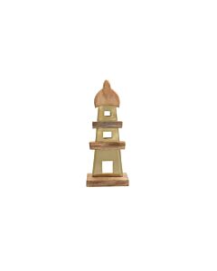ΔΙΑΚΟΣΜΗΤΙΚΟ ΑΛΟΥΜΙΝΙΟΥ LIGHT HOUSE 2386 ΜΕ ΞΥΛΙΝΗ ΒΑΣH ΧΡΥΣΟ ΧΡΩΜΑ 12x5x32cm