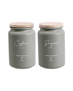 ΣΕΤ 2 ΜΕΤΑΛΛΙΚΑ ΒΑΖΑ ΛΑΔΙ ΜΕ ΜΠΑΜΠΟΥ ΚΑΠΑΚΙ COFFEE SUGAR 9,5x15,2cm