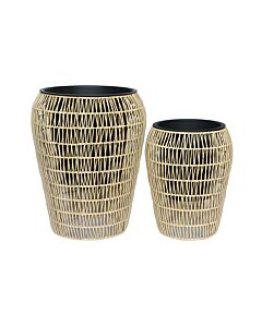 ΣΕΤ ΚΑΣΠΩ 2 ΤΕΜΑΧΙΑ POLY RATTAN FL21897 ΦΥΣΙΚΟ ΧΡΩΜΑ & 30x39cm 39x50cm