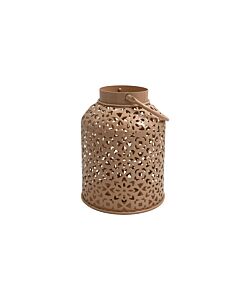 ΜΕΤΑΛΛΙΚΟ ΦΑΝΑΡΙ FL477 ΜΠΕΖ-ΛΕΥΚΟ ΧΡΩΜΑ 20x26cm