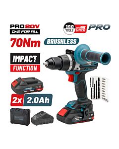 BORMANN PRO BBP5140 ΔΡΑΠ/ΒΙΔΟ ΚΡΟΥΣΤΙΚΟ BRUSHLESS 20V, 70Nm, LI-ION, ΜΕ 2 ΤΑΧΥΤΗΤΕΣ, 2x2Ah & BΑΛΙΤΣΑ