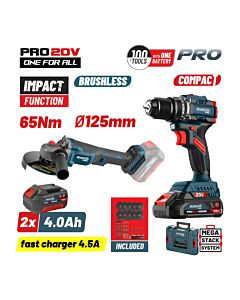 ΣΕΤ BORMANN PRO BBP5433x44T2CA COMPACT BRUSHLESS ΚΡΟΥΣΤΙΚΟ ΔΡΑΠΑΝ/ΒΙΔΟ 65Nm & ΓΩΝΙΑΚΟΣ ΤΡΟΧΟΣ, ΒMC