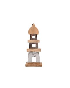 ΔΙΑΚΟΣΜΗΤΙΚΟ ΑΛΟΥΜΙΝΙΟΥ LIGHT HOUSE 2390 ΜΕ ΞΥΛΙΝΗ ΒΑΣH ΑΣΗΜΙ ΧΡΩΜΑ 18x7x45cm
