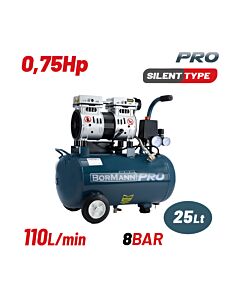 BORMANN PRO BAT5080 ΑΕΡΟΣΥΜΠΙΕΣΤΗΣ ΜΟΝΟΜΠΛΟΚ, OIL FREE, SILENT, BRUSHLESS, 0.75HP,25L,110L/MIN