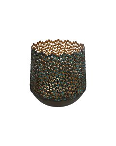 ΜΕΤΑΛΛΙΚΟ ΦΑΝΑΡΙ ΓΙΑ ΚΕΡΙ FL27125 ΚΑΦΕ ΧΡΩΜΑ 15x15cm