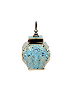 ΚΕΡΑΜΙΚΟ ΒΑΖΟ ΣΙΕΛ-ΧΡΥΣΟ 15x15x26cm