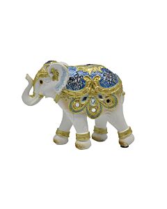 ΕΛΕΦΑΝΤΑΚΙ ΠΟΛΥΕΣΤΕΡΙΚΟ ΑΣΠΡΟ ΧΡΥΣΟ ΚΑΙ ΜΠΛΕ 14x5,5x11cm