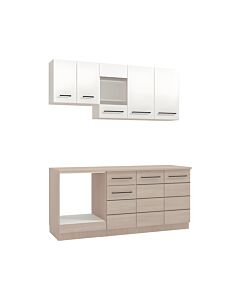 ΣΥΝΘΕΣΗ ΚΟΥΖΙΝΑΣ SAVONA 180 GREY OAK/ΛΕΥΚΟ 180x57x200cm