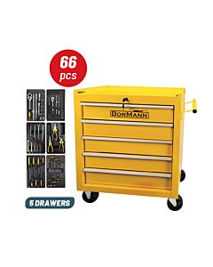 ΣΕΤ BORMANN BWR7100SET ΕΡΓΑΛΕΙΟΦΟΡΕΑΣ 5 ΣΥΡΤΑΡΙΑ 66 ΕΡΓΑΛΕΙΑ ΜΕ ΣΤΟΠ, Μ64XΠ36XΥ62CM