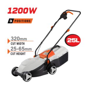 NAKAYAMA EM3220 Χλοοκοπτική Ηλεκτρική 1200W, Κοπή 32cm, Κάδος 25L, Ρύθμιση 3 Θέσεων (25/45/65mm) 1