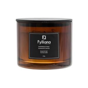 ΑΡΩΜΑΤΙΚΟ ΚΕΡΙ FL1180 "ΣΑΝΔΑΛΟΞΥΛΟ & ΓΙΑΣΕΜΙ" ΣΕ ΓΥΑΛΙΝΟ ΒΑΖΑΚΙ 325gr ΚΑΙ ΣΥΣΚΕΥΑΣΙΑ ΔΩΡΟΥ ΚΑΦΕ ΧΡΩΜΑ 8x10.5εκ 1