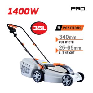 NAKAYAMA EM3410 Χλοοκοπτική Ηλεκτρική 1400W,Κοπή 34cm, Κάδος 35L, Κεντρική Ρύθμιση 3 Θέσεων (25-65mm 1