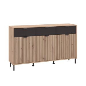 ΚΟΜΟΤΑ-ΜΠΟΥΦΕΣ MAYENNE 3K3F ARTISAN OAK-ΜΑΥΡΟ MAT 157x40x93εκ 1