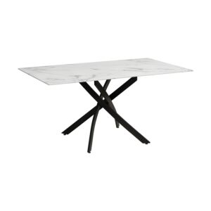 ΤΡΑΠΕΖΙ ΤΡΑΠΕΖΑΡΙΑΣ FL102 MARBLE ΜΕ ΜΑΥΡΑ ΜΕΤΑΛΛΙΚΑ ΠΟΔΙΑ 140x80x75εκ 1