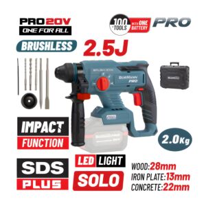 BORMANN Pro BBP5300 Πνευματικό Σκαπτικό Μπαταρίας SDS-PLUS Brushless 20V,SOLO 1