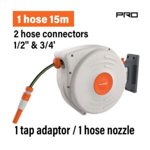 NAKAYAMA Pro GH9160 Ανέμη Ποτίσματος Τοίχου Αυτόματη, Με Λάστιχο 15m 1/2'' & 4 Εξαρτήματα 1
