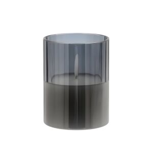ΔΙΑΚΟΣΜΗΤΙΚΟ LED ΚΕΡΙ ΜΕ ΡΕΑΛΙΣΤΙΚΗ 3D ΦΛΟΓΑ FL7513 ΣΕ ΓΥΑΛΙ ΧΡΩΜΑ SMOKY 8x8x13εκ 1