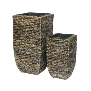 ΣΕΤ ΚΑΣΠΩ 2 ΤΕΜΑΧΙΑ POLY RATTAN FL20219 ΜΠΕΖ-ΚΑΦΕ ΧΡΩΜΑ 39x77εκ & 29χ53ek 1