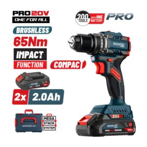 BORMANN Pro BBP5401X22CA Κρουστικό Δραπανοκατσάβιδο Compact Brushless Μπαταρίας 20V, 2x2ah 1